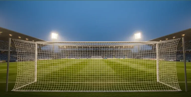 Voetbalveld tijdens een avondwedstrijd met verlichte stadionlampen — wedden op voetbal gids